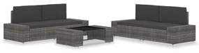vidaXL 5-delige Loungeset poly rattan grijs