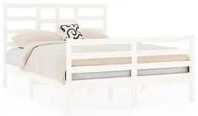 vidaXL Bedframe massief hout wit 120x190 cm 4FT Small Double