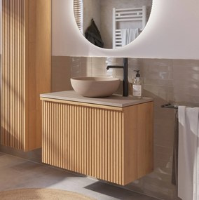 Ben Linea badmeubel incl. beige betonnennen waskom 80x45x71cm eiken naturel