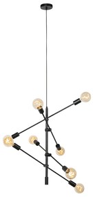 Industriële hanglamp zwart 8-lichts - Sydney