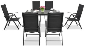 Verona polywood aluminium tuinmeubelen voor 6 personen Garden Point zwart