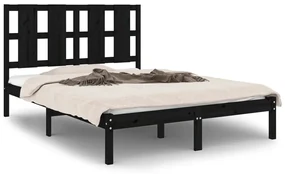 vidaXL Bedframe massief grenenhout zwart 120x200 cm
