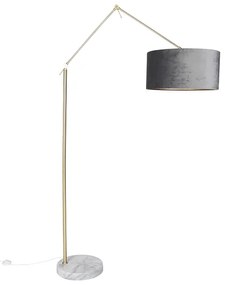 Moderne vloerlamp goud velours kap grijs 50 cm - Editor