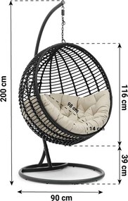 Coco Dream Hangstoel Wicker Grijs