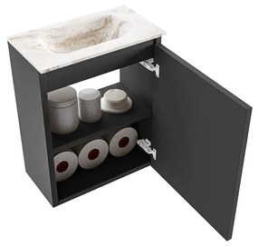 Mondiaz Ture DLux toiletmeubel 40cm dark grey met wastafel frappe midden zonder kraangat