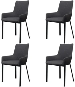 vidaXL Eetkamerstoelen 4 st stof donkergrijs