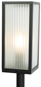 Staande buitenlamp zwart met ribbel glas 100 cm IP44 - Charlois Modern Buitenverlichting