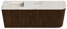 Mondiaz Joya DLux 100cm toiletmeubel ronding rechts walnut met wastafel faye links zonder kraangat frappe