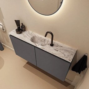 Mondiaz Ture DLux toiletmeubel 100cm dark grey met wastafel glace midden met kraangat