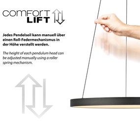 Design hanglamp zwart incl. LED dimbaar easylift - Hoop Binnenverlichting Lamp