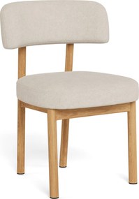 Mazzoni TORAY Beige (stof Apia 453)/eiken naturel onderstel - GESTOFFEERDE EETKAMERSTOEL VOOR KEUKEN/EETKAMER