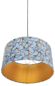 Stoffen Eettafel / Eetkamer Hanglamp met velours kap vlinders met goud 50 cm - Combi Klassiek / Antiek E27 cilinder / rond rond Binnenverlichting Lamp