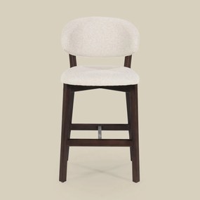 Luxe Barstoel Walnoot En Beige Stof