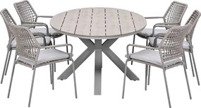 Garden Impressions Natas tuinset 7-delig taupe - Tulli tuintafel 220x115 cm - light teak vironwood