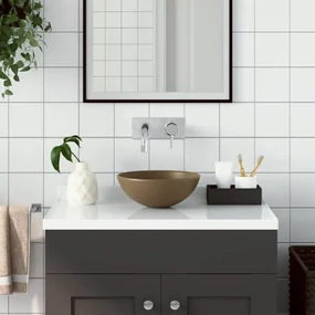 vidaXL Wastafel rond keramiek matcrème