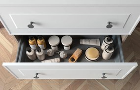 Muebles Renoir badmeubel 60cm wit mat met waskom en langwerpige handgrepen zwart