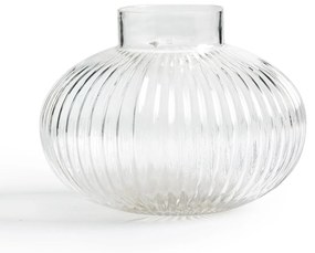 Ronde vaas in geribbeld glas H15 cm, Afa