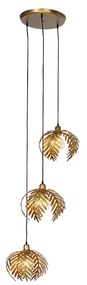 QAZQA Vintage hanglamp goud rond 3-lichts - Botanica Landelijk, Retro E27 Binnenverlichting Lamp