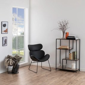 Open Boekenkast Metaal Met Eiken - 77x35x114cm.
