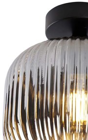 Smart plafondlamp met dimmer zwart met smoke glas incl. Wifi A60 - Karel Art Deco E27 rond Binnenverlichting Lamp