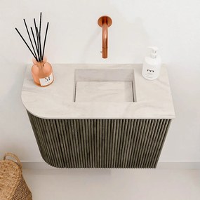 Mondiaz Joya DLux 50cm toiletmeubel ronding links shadow met wastafel faye rechts zonder kraangat ostra