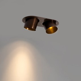 Afgeronde inbouwspot donkerbrons GU10 70mm kantelbaar 2-lichts - Installa