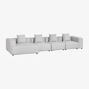 Modulaire Bank Met Linker Chaise Longue Van 4 Delen ↔︎420 Cm Met Hoge Armleuning Bruna Stof Gris Glacial - Sklum