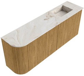 Mondiaz Joya DLux 100cm toiletmeubel ronding links oak met wastafel faye rechts 1 kraangat frappe