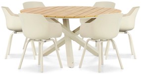 Tuinset Ronde Tuintafel 6 personen 150 cm Kunststof Grijs  Lifestyle Garden Furniture Salina/Ancona