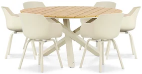 Tuinset Ronde Tuintafel 6 personen 150 cm Kunststof Grijs Lifestyle Garden Furniture Salina/Ancona