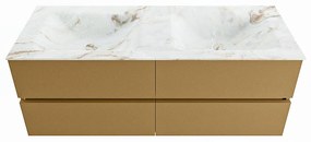 Mondiaz Vica DLux badmeubel 130cm oro 4 lades met wastafel frappe dubbel 2 kraangaten