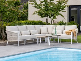 + 10% kassakorting | Hoek loungeset Bellagio | 5 personen | Loungeset Beige | Hoekbank Aluminium | 237.5x237.5cm | Kees Smit Tuinmeubelen