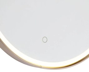 Badkamerspiegel koper 50 cm incl. LED met touch dimmer - Miral Modern IP44 rond Lamp