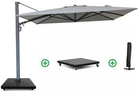 Zweefparasol 3x3.5m S2 Excellent (incl. voet + hoes) Grijs-antraciet Camello Luna