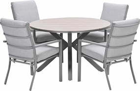 Garden Impressions Senja tuinset 5-delig valley sand - Tulli tuintafel Ø122x75 cm - light teak vironwood