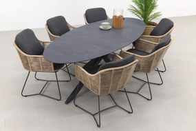 Belmond naturel/Privada 240x107 - Ovale tuinset - 7-delig