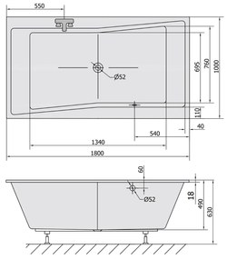 Polysan Quest Slim ligbad 180x100x49cm wit