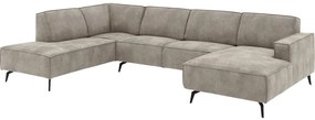 Goossens Hoekbank Hercules grijs, microvezel, 2-zits, modern design met ligelement links