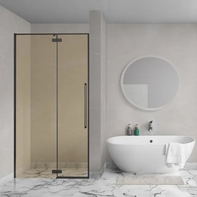 Aqua Vista Oria Linea nisdeur - 100x200cm - incl. montageset - champagne glas - Mat zwart SW1186322/SW1175900