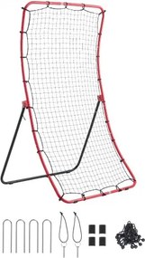 VEVOR honkbal- en softbalreboundnet 1080x1025x1740 mm, reboundnet voor honkbal- en softbaltraining, met 5 hoeken, Q195 stalen frame, gebogen PE-net, 4 grondankers en opvouwbaar ontwerp.