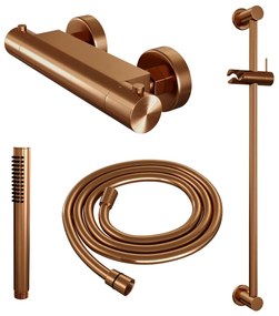 Brauer Copper Edition thermostatische doucheset met glijstang en staafhanddouche geborsteld koper PVD