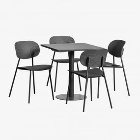 Mizzi Vierkante Tafelset 70x70 Cm En 4 Tupah Tuinstoelen Grijs – Grafiet - Sklum