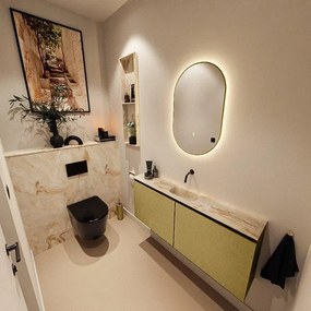 MONDIAZ TURE-DLUX 120cm toiletmeubel Oro. EDEN wastafel Frappe positie midden. Zonder kraangat. TUREDX120OROM0FRA