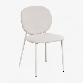 Set Van 2 Gloriel Gestoffeerde Stapelbare Eetkamerstoelen Corduroy Gebroken Wit - Sklum