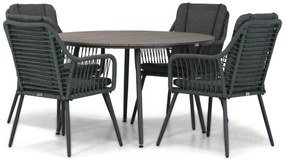 Tuinset Ronde Tuintafel 4 personen 125 cm Rope Groen  Domani Furniture Jachin/Matale