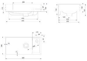 Sapho Nuali keramieke wastafel 50x25cm wit