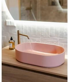 Arcqua Case waskom - 55x36cm - Ovaal - Cast marble Roze Mat WAS404680