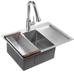 Sapho Kiva spoelbak 69x48x20cm links met kraangat RVS