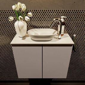 Mondiaz Fowy toiletmeubel 60cm smoke met witte waskom midden en kraangat