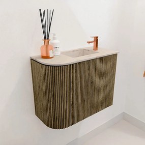 Mondiaz Joya DLux 50cm toiletmeubel ronding links dusk met wastafel faye rechts 1 kraangat frappe